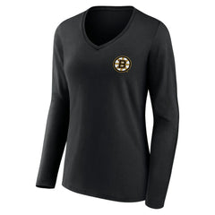 NHL Black Boston Bruins Women's Territorial Long Sleeve V-Neck T-Shirt