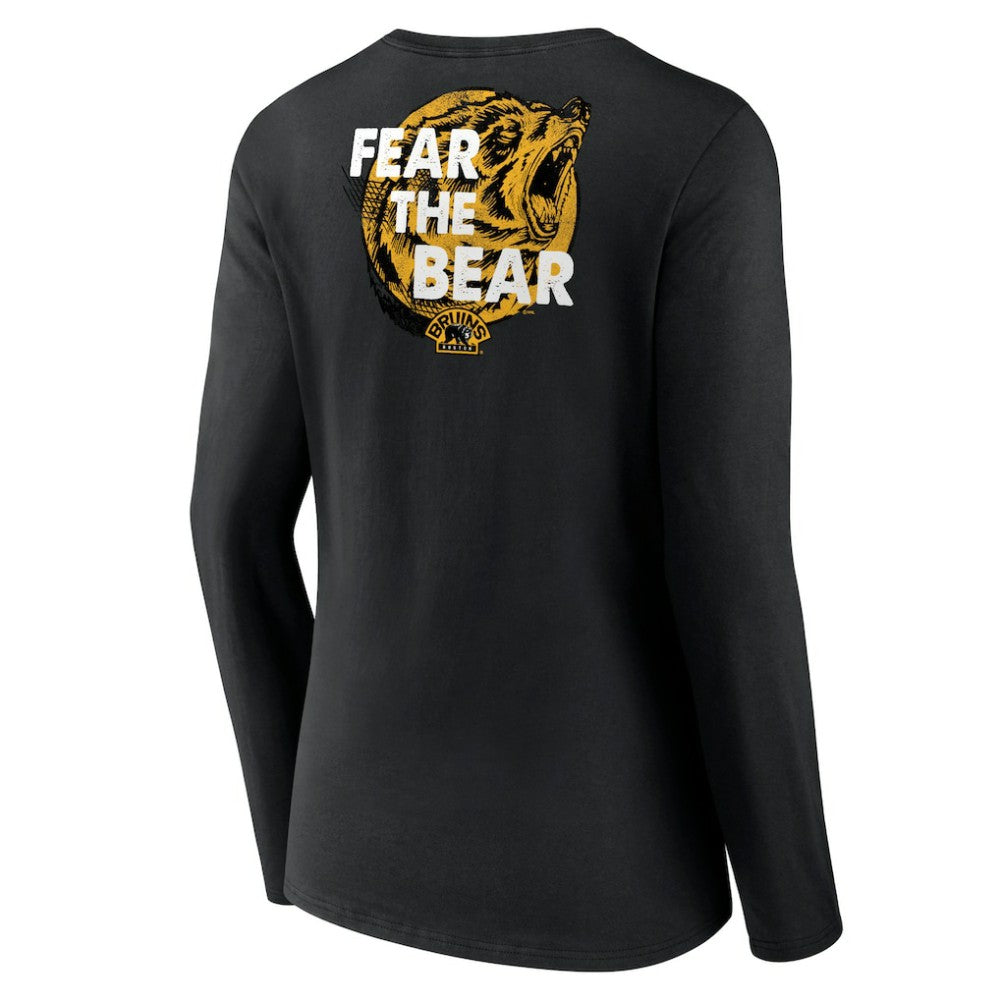 NHL Black Boston Bruins Women's Territorial Long Sleeve V-Neck T-Shirt