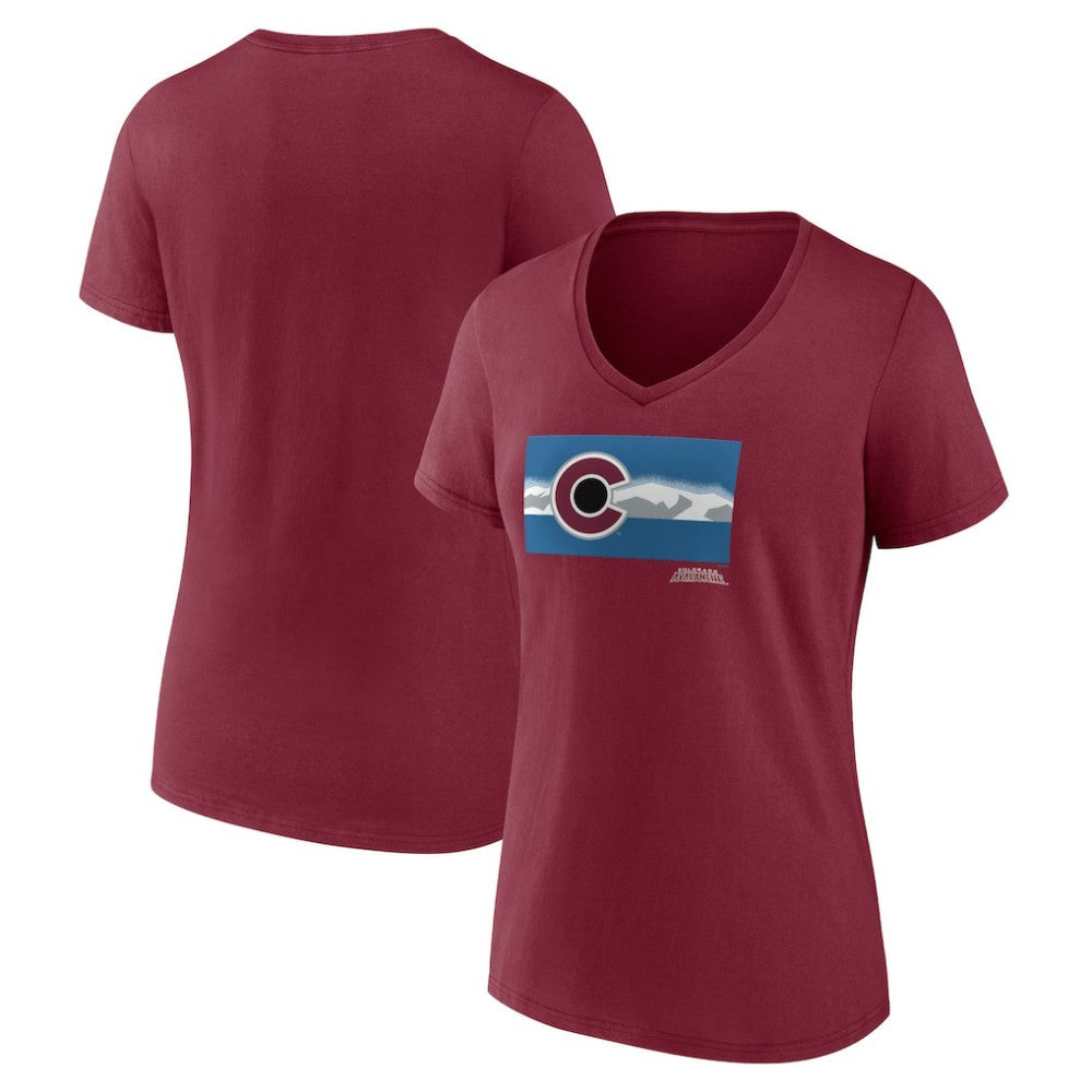 NHL Burgundy Colorado Avalanche Women's Shout Out V-Neck T-Shirt