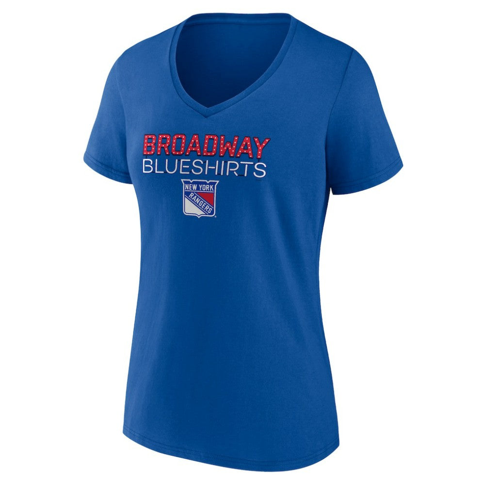 NHL Blue New York Rangers Women's Shout Out V-Neck T-Shirt