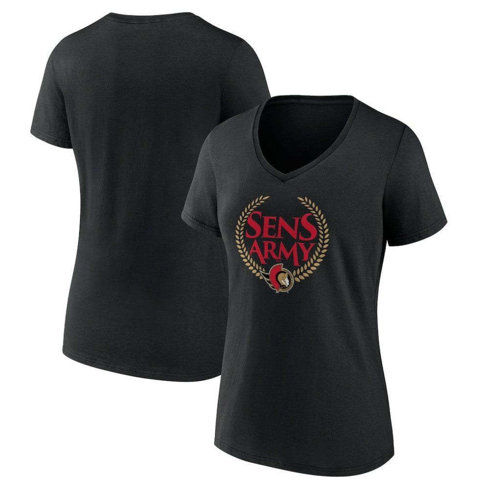 NHL Black Ottawa Senators Women's Shout Out V-Neck T-Shirt