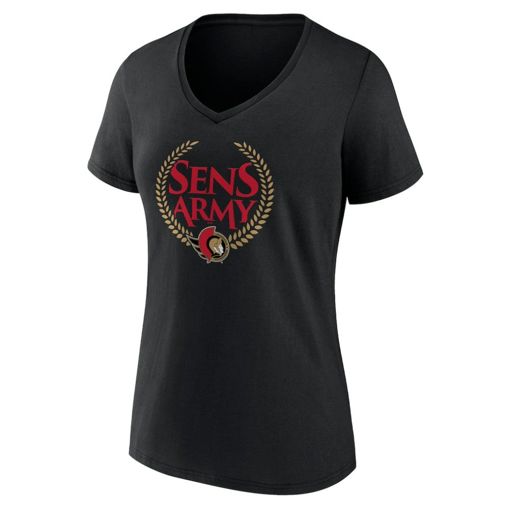 NHL Black Ottawa Senators Women's Shout Out V-Neck T-Shirt