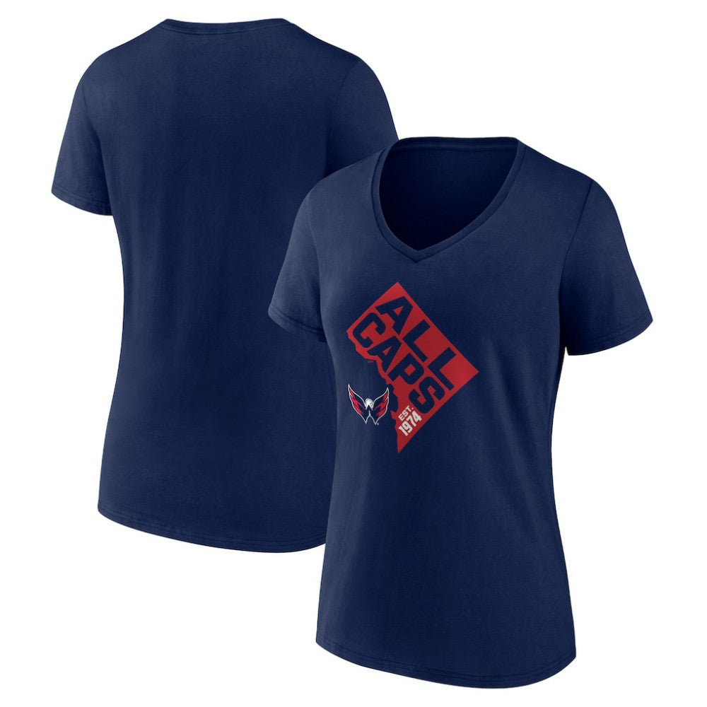 NHL Navy Washington Capitals Women's Shout Out V-Neck T-Shirt
