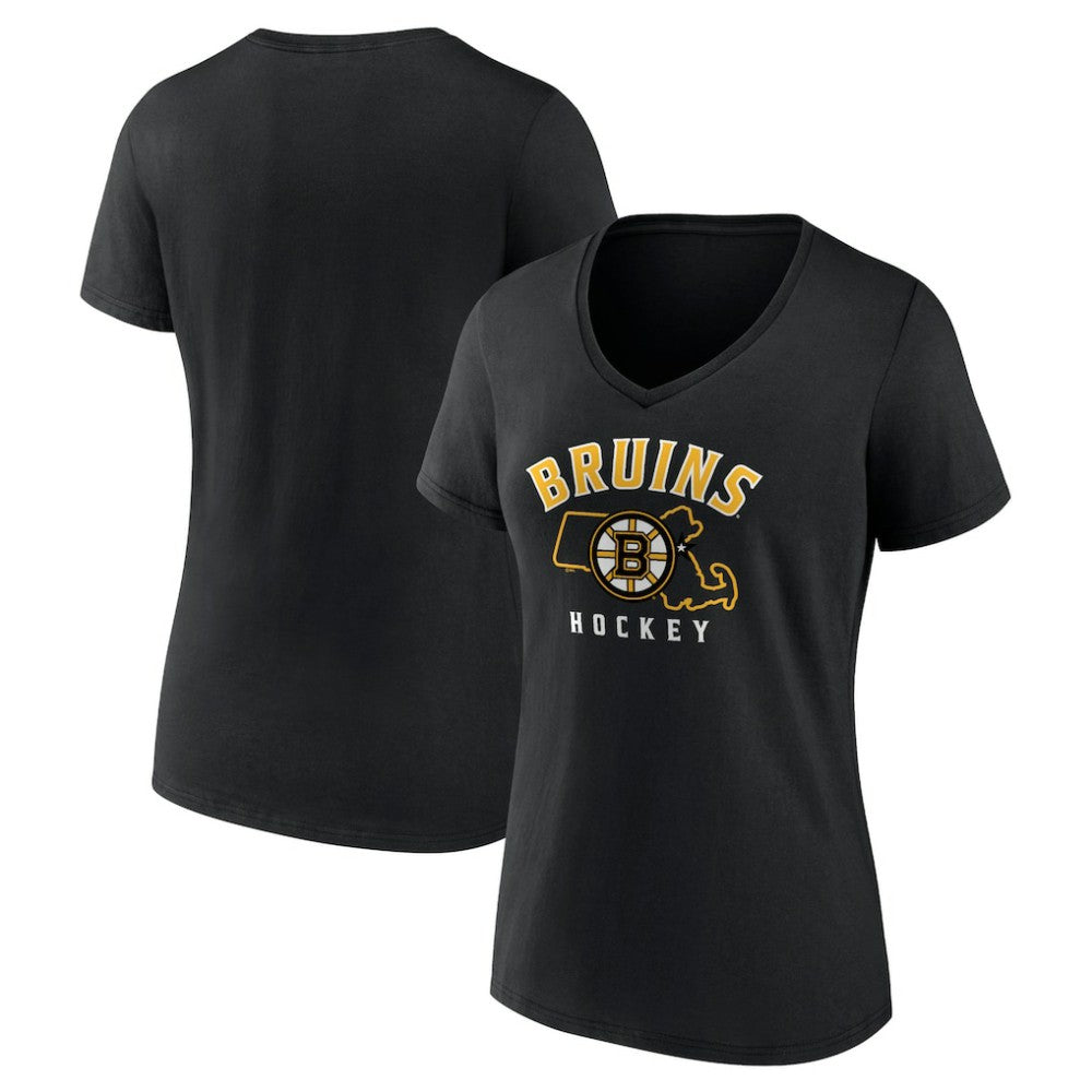 NHL Black Boston Bruins Women's Proclamation V-Neck T-Shirt