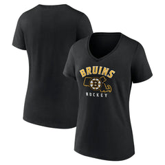 NHL Black Boston Bruins Women's Proclamation V-Neck T-Shirt