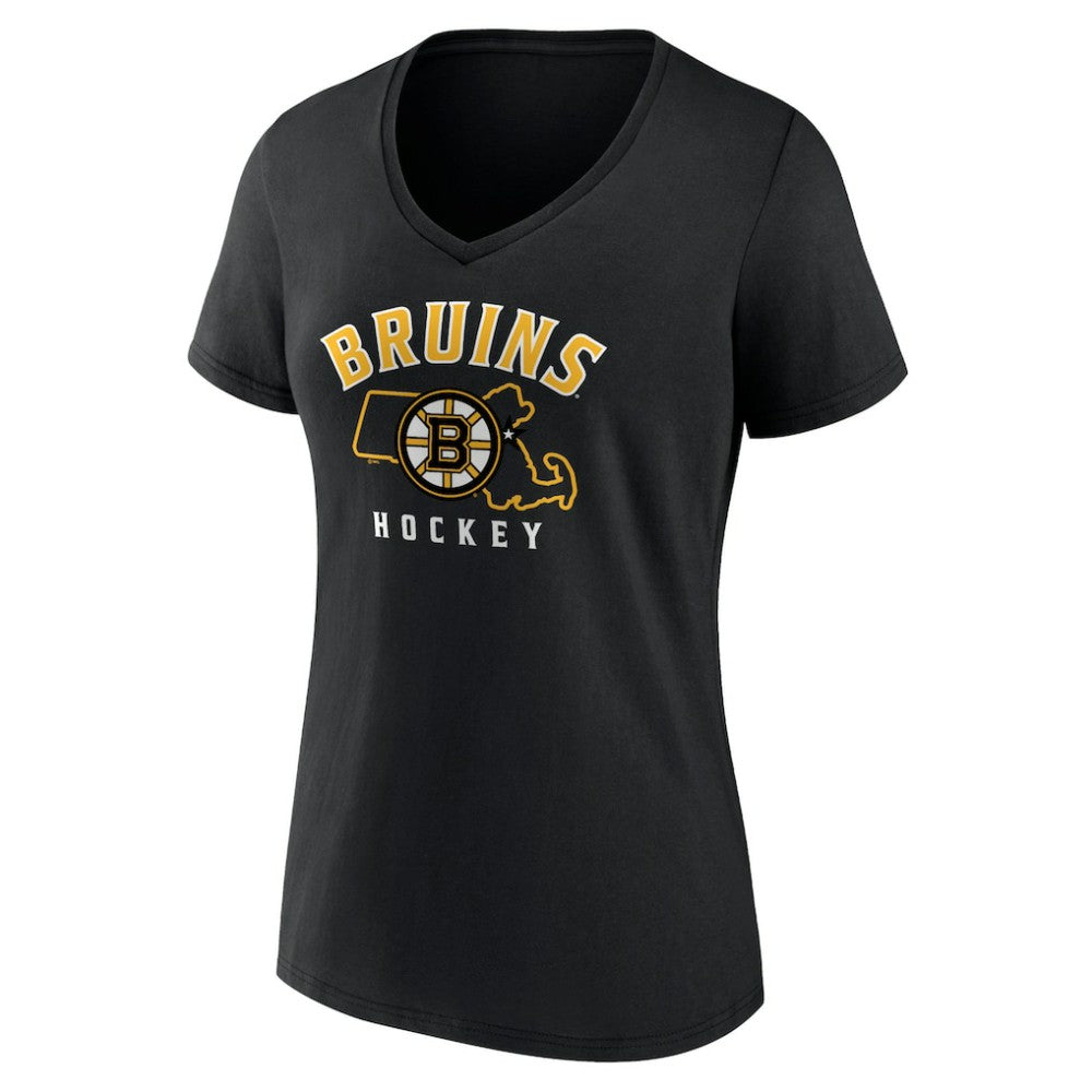 NHL Black Boston Bruins Women's Proclamation V-Neck T-Shirt