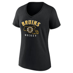 NHL Black Boston Bruins Women's Proclamation V-Neck T-Shirt