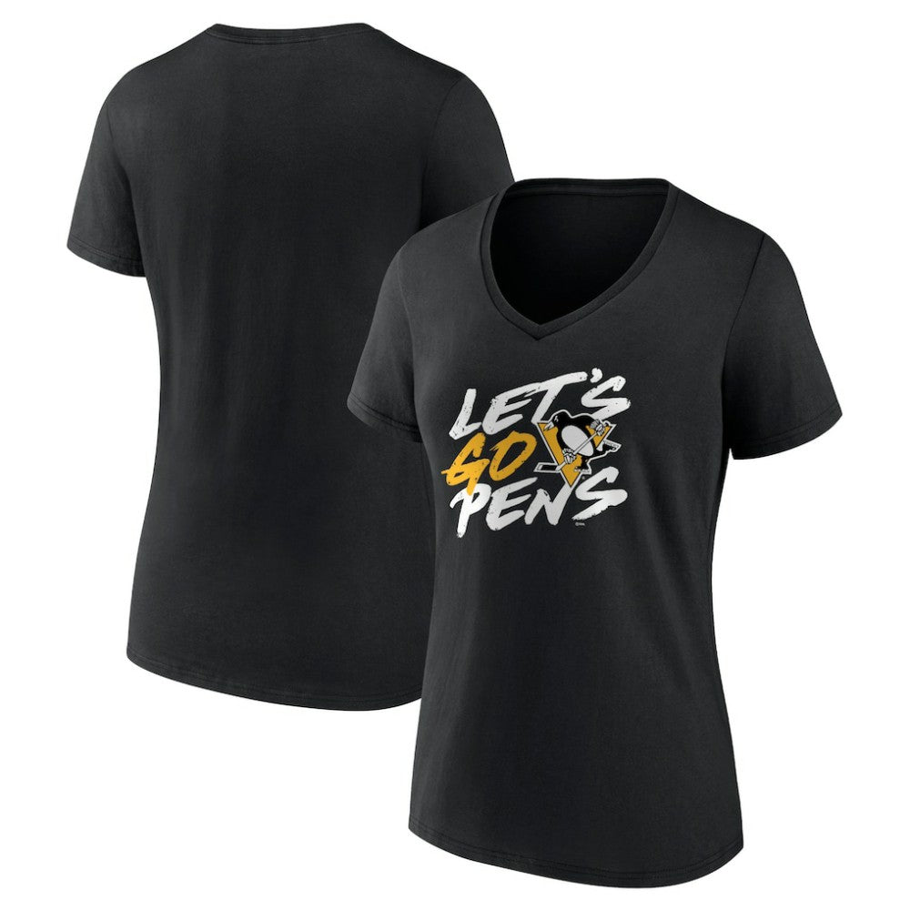 NHL Black Pittsburgh Penguins Women's Proclamation V-Neck T-Shirt