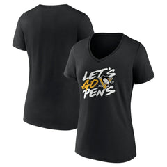 NHL Black Pittsburgh Penguins Women's Proclamation V-Neck T-Shirt