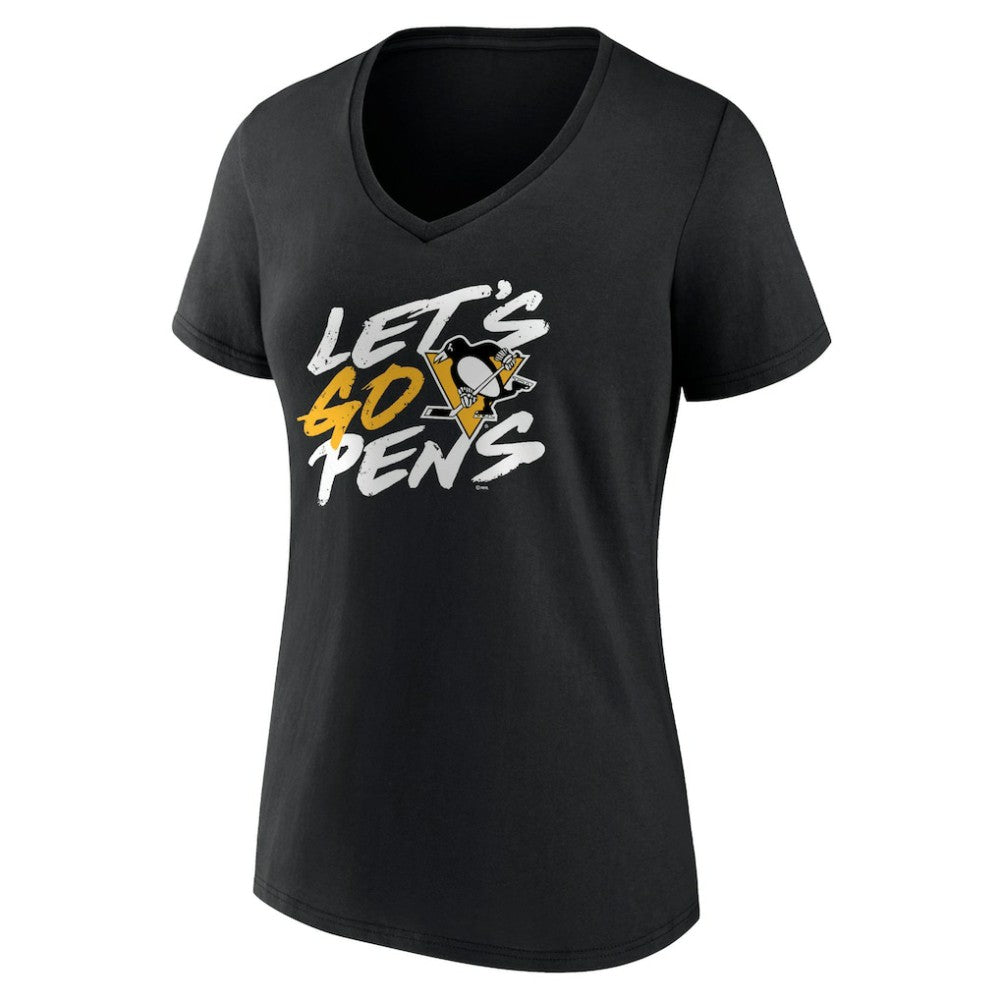 NHL Black Pittsburgh Penguins Women's Proclamation V-Neck T-Shirt