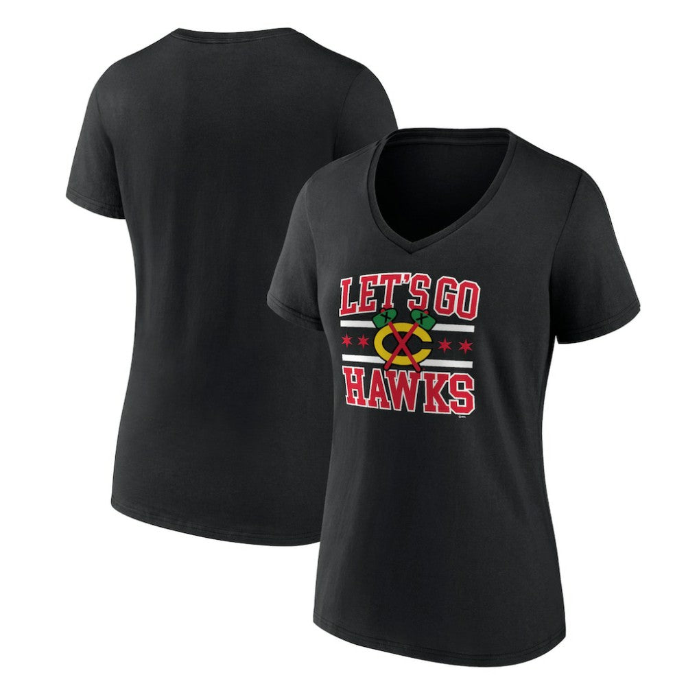 NHL Black Chicago Blackhawks Women's Represent V-Neck T-Shirt