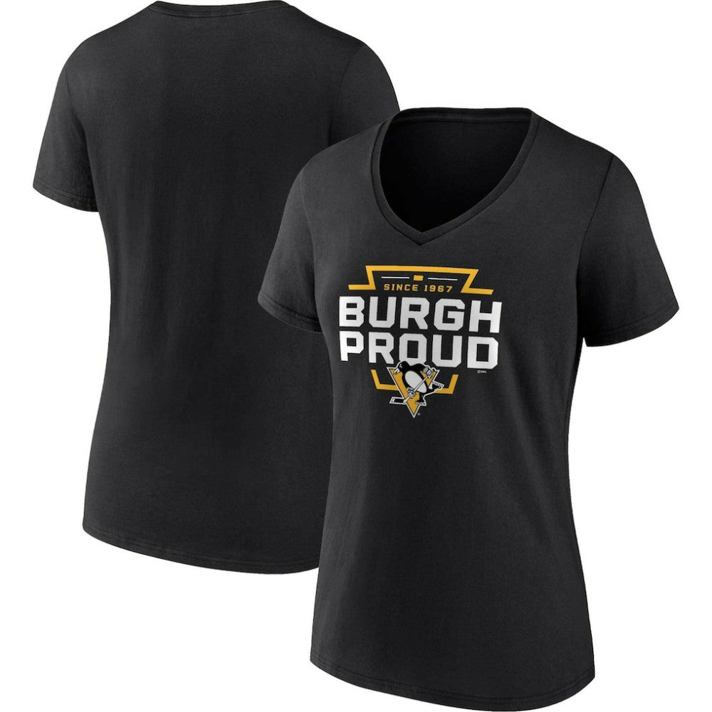 NHL Black Pittsburgh Penguins Women's Represent V-Neck T-Shirt