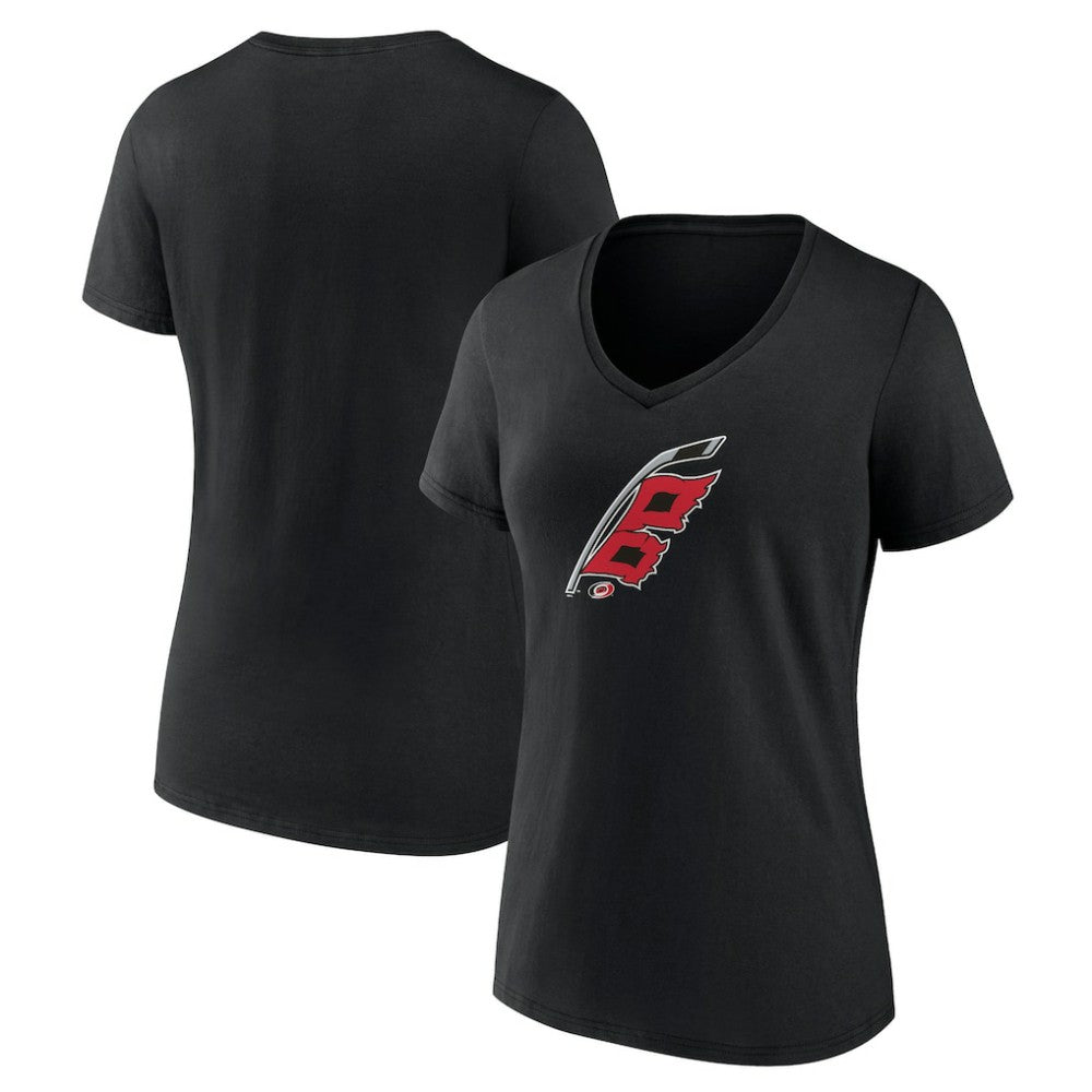 NHL Black Carolina Hurricanes Women's Alternate Logo V-Neck T-Shirt