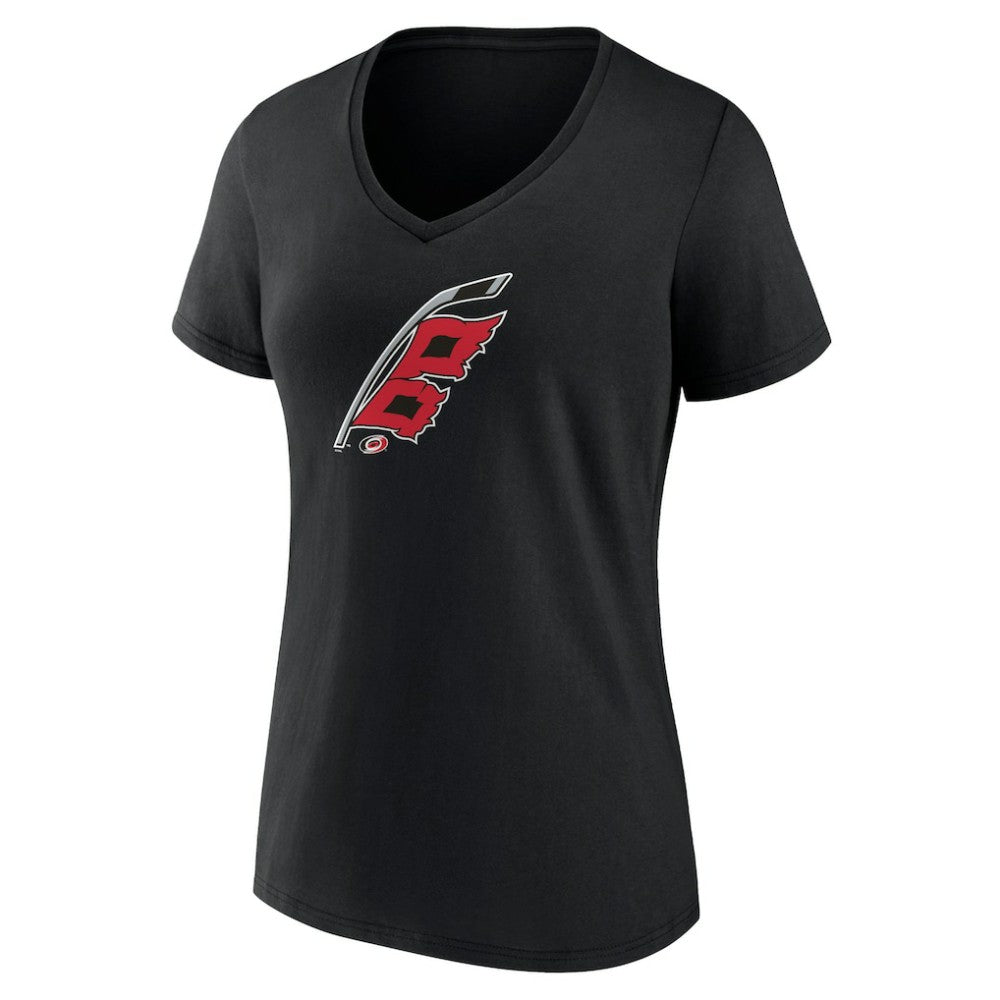 NHL Black Carolina Hurricanes Women's Alternate Logo V-Neck T-Shirt