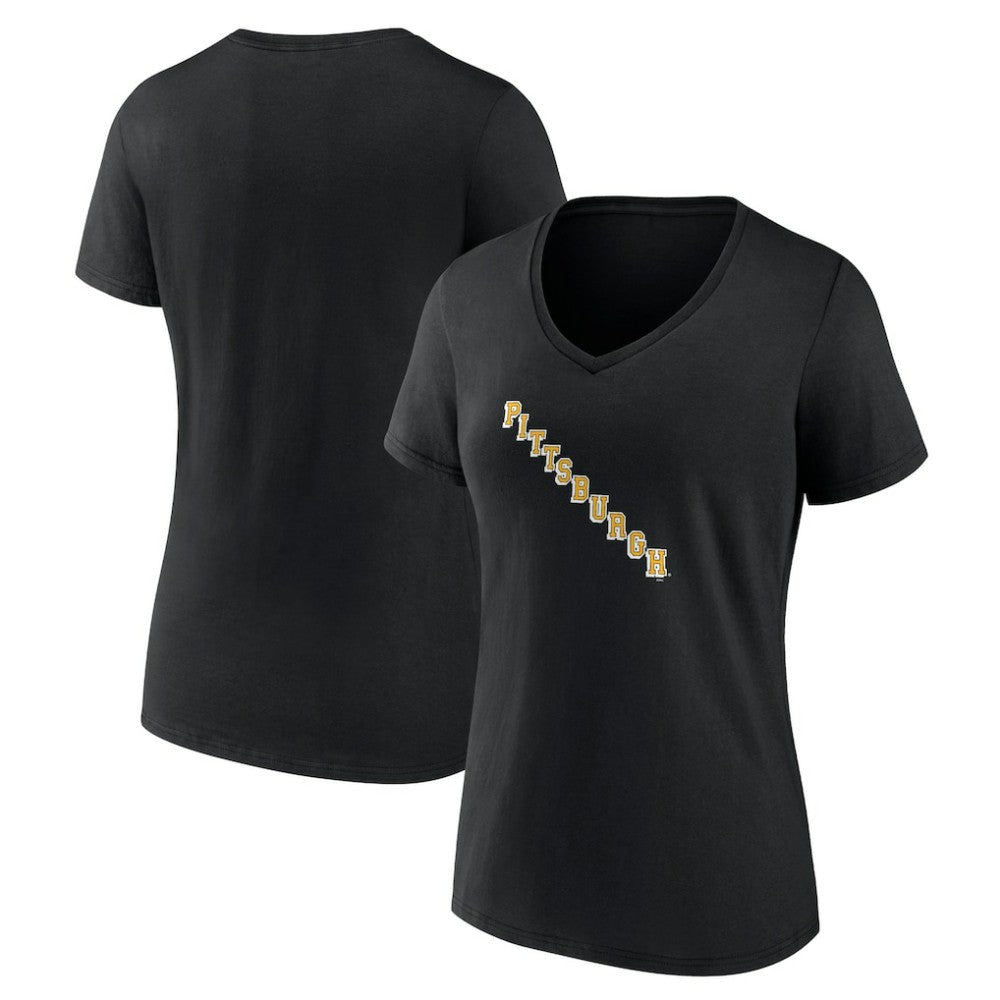 NHL Black Pittsburgh Penguins Women's Alternate Logo V-Neck T-Shirt