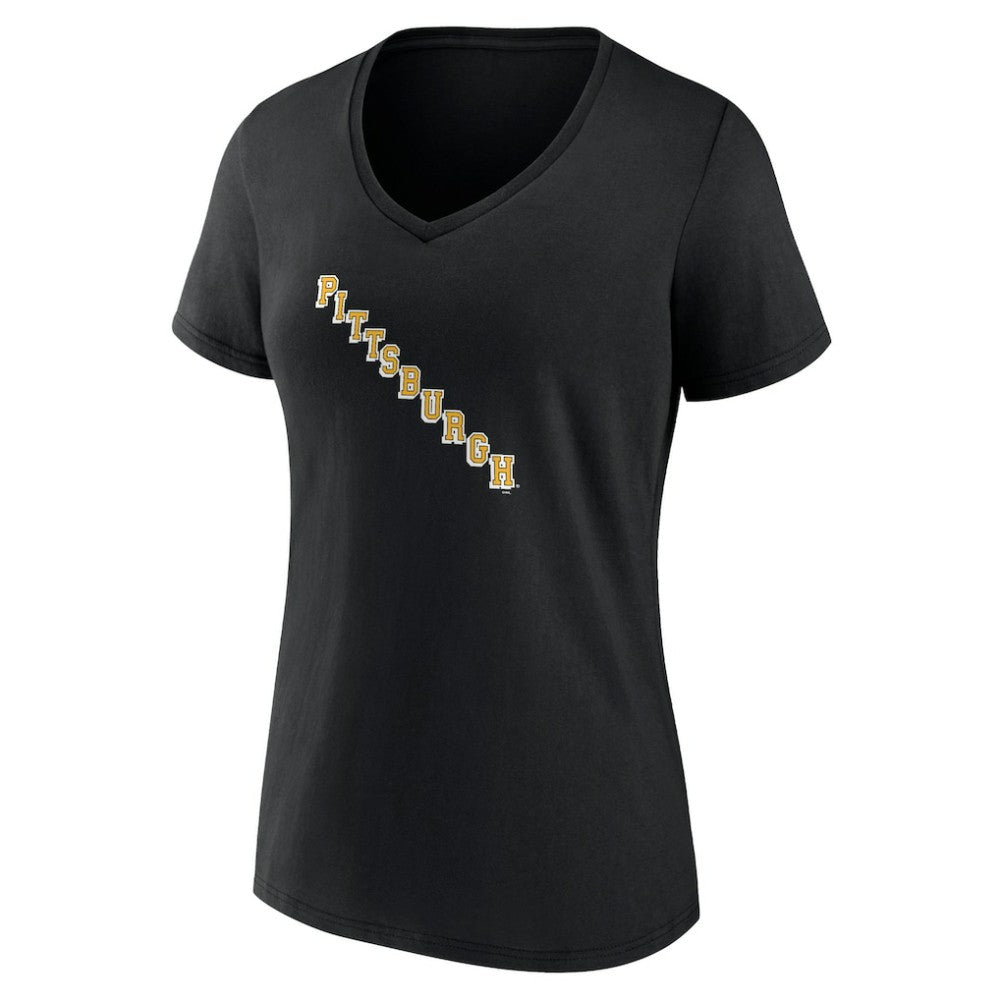 NHL Black Pittsburgh Penguins Women's Alternate Logo V-Neck T-Shirt