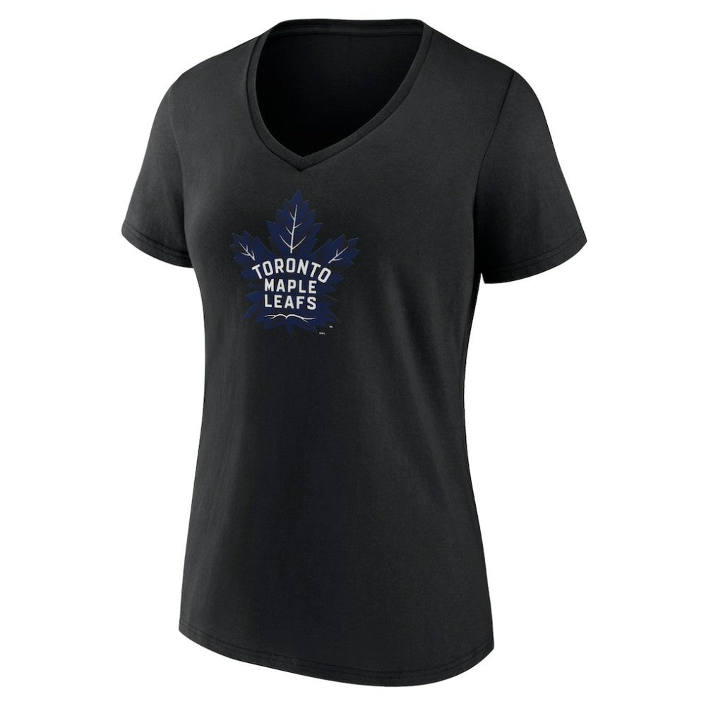 NHL Black Toronto Maple Leafs Women's Alternate Logo V-Neck T-Shirt