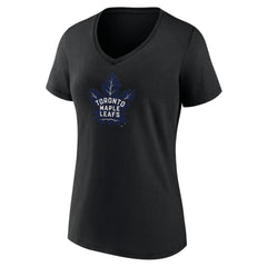 NHL Black Toronto Maple Leafs Women's Alternate Logo V-Neck T-Shirt