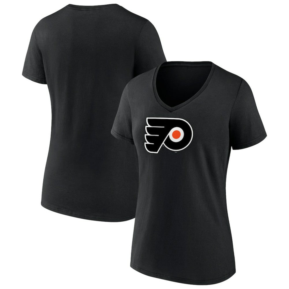 NHL Black Philadelphia Flyers Women's Alternate Logo V-Neck T-Shirt