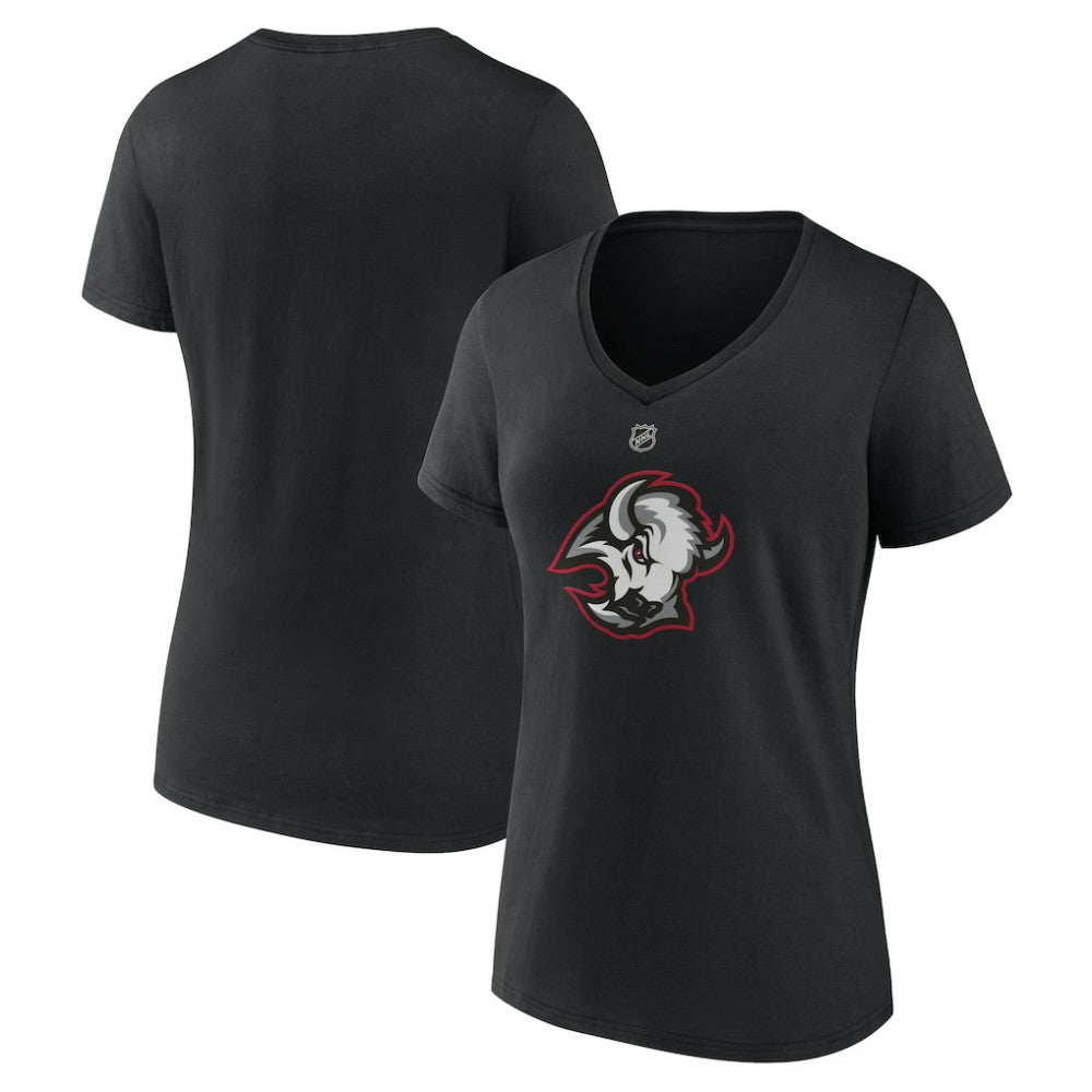 NHL Black Buffalo Sabres Women's Alternate Logo V-Neck T-Shirt