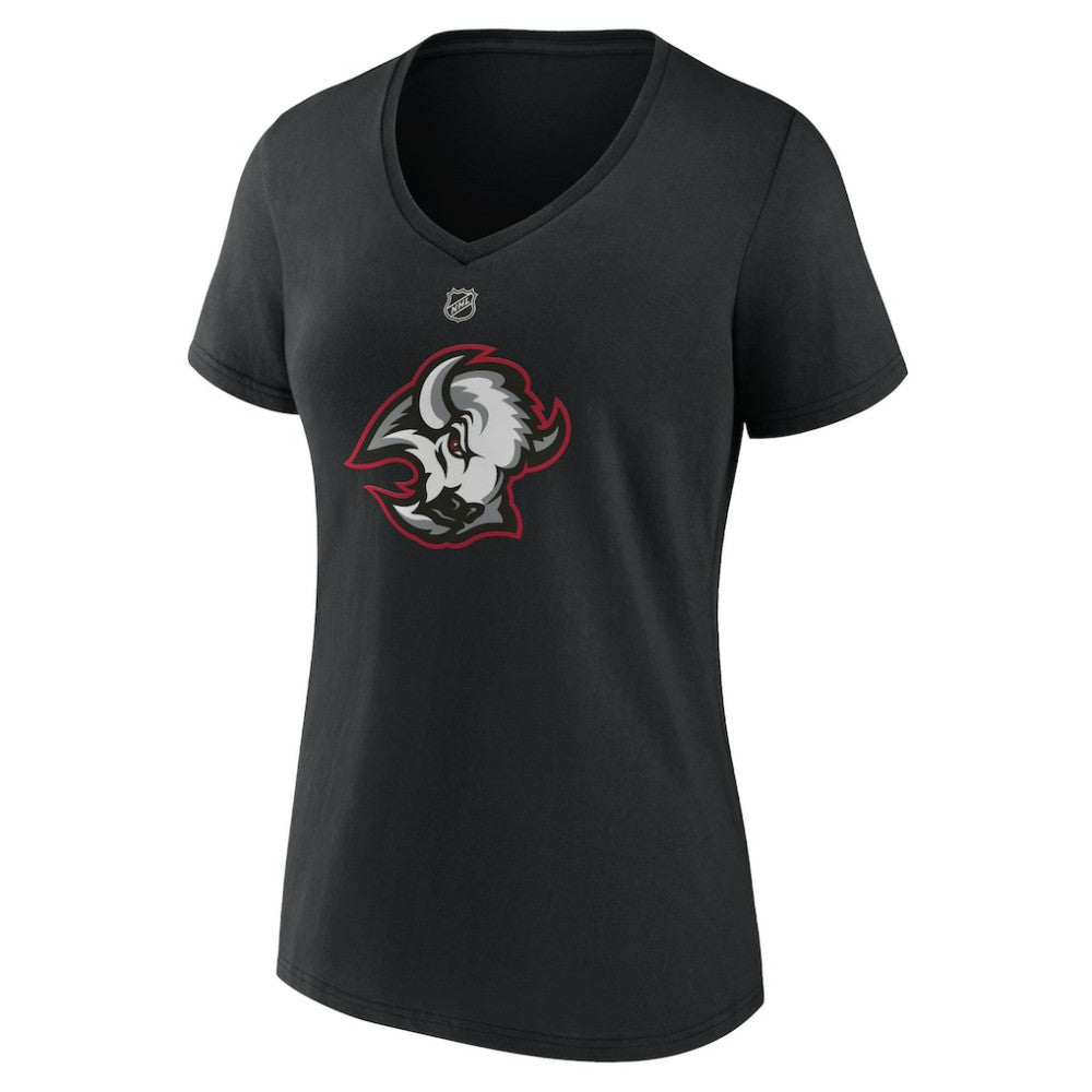 NHL Black Buffalo Sabres Women's Alternate Logo V-Neck T-Shirt