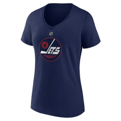 NHL Navy Winnipeg Jets Women's Alternate Logo V-Neck T-Shirt