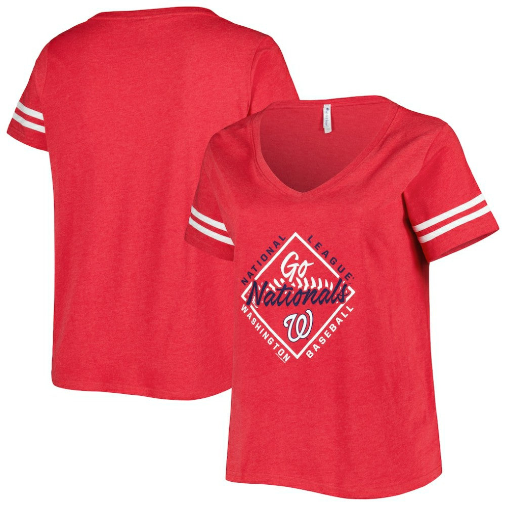 MLB Washington Nationals Soft as a Grape Women's Plus Size V-Neck Jersey T-Shirt