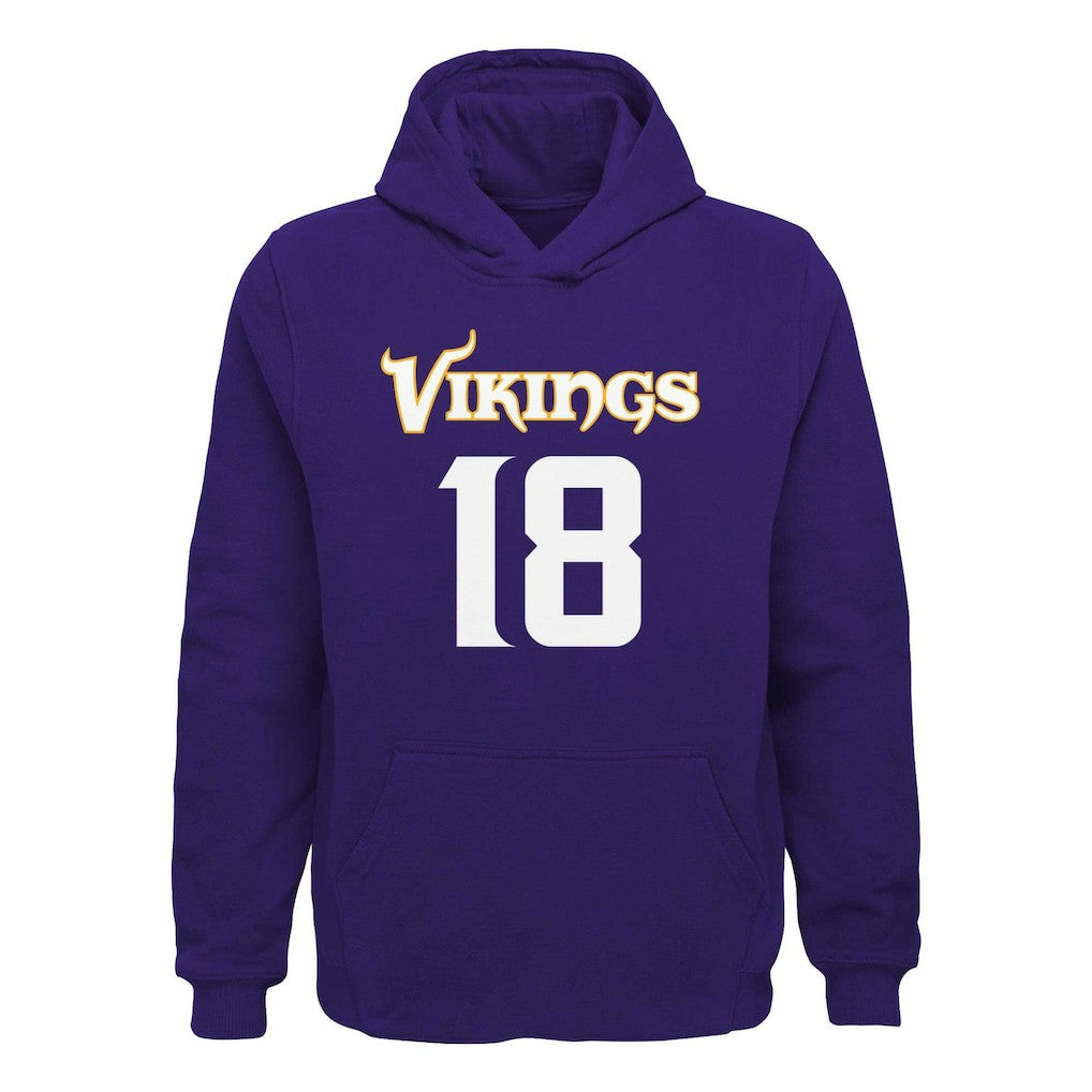 Justin Jefferson  Youth Mainliner Player Name & Number Pullover Hoodie - Minnesota Vikings