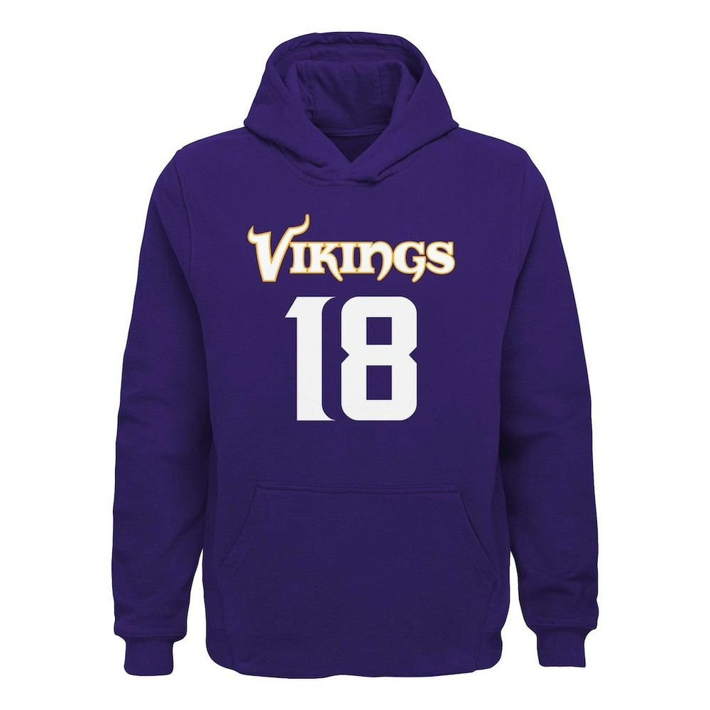 Justin Jefferson  Youth Mainliner Player Name & Number Pullover Hoodie - Minnesota Vikings