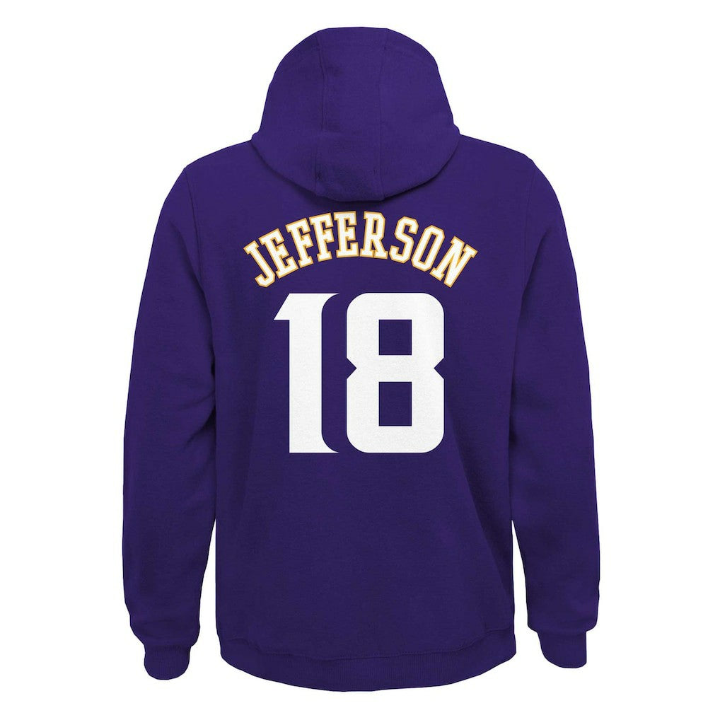 Justin Jefferson  Youth Mainliner Player Name & Number Pullover Hoodie - Minnesota Vikings