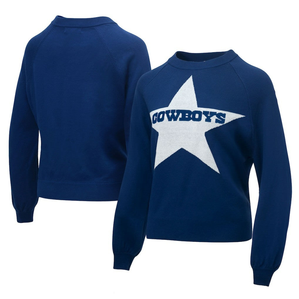 Lauren James Women's Wordmark Star Raglan Pullover Sweater - Dallas Cowboys