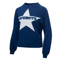 Lauren James Women's Wordmark Star Raglan Pullover Sweater - Dallas Cowboys