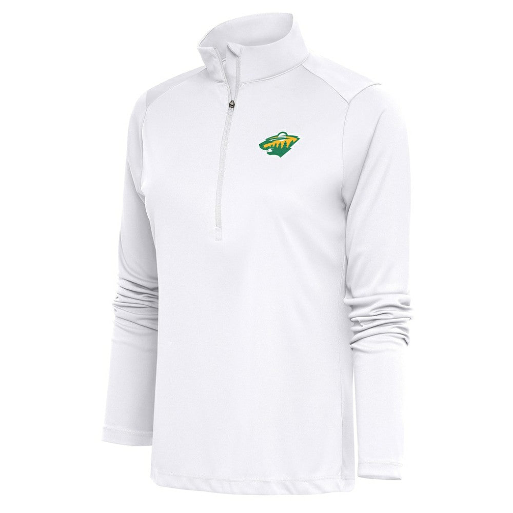 NHL White Minnesota Wild Antigua Women's Special Edition 2.0 Tribute Quarter-Zip Pullover Top