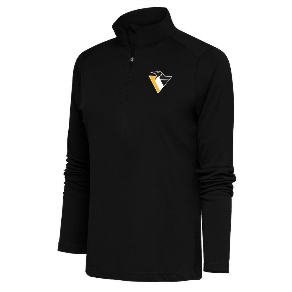 NHL Black Pittsburgh Penguins Antigua Women's Special Edition 2.0 Tribute Quarter-Zip Pullover Top