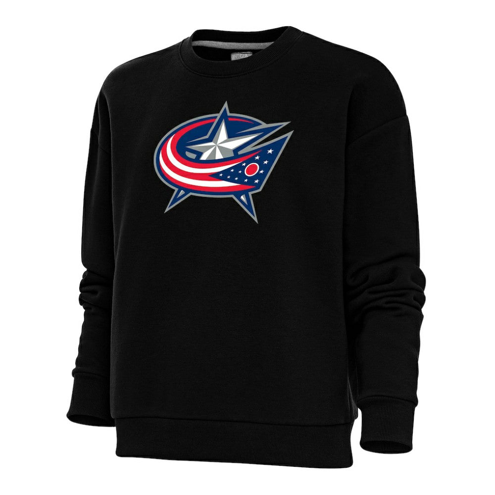 NHL Black Columbus Blue Jackets Antigua Women's Special Edition 2.0 Victory Crewneck Pullover Sweatshirt