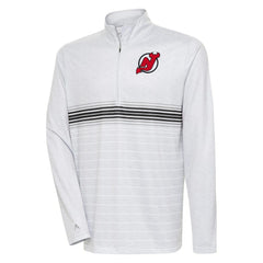 NHL Heather Gray/Black New Jersey Devils Antigua Bullseye Quarter-Zip Pullover Top