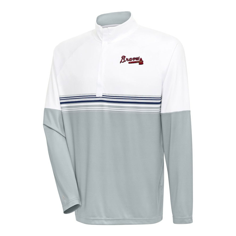 MLB Atlanta Braves Antigua Bender Quarter-Zip Pullover Top
