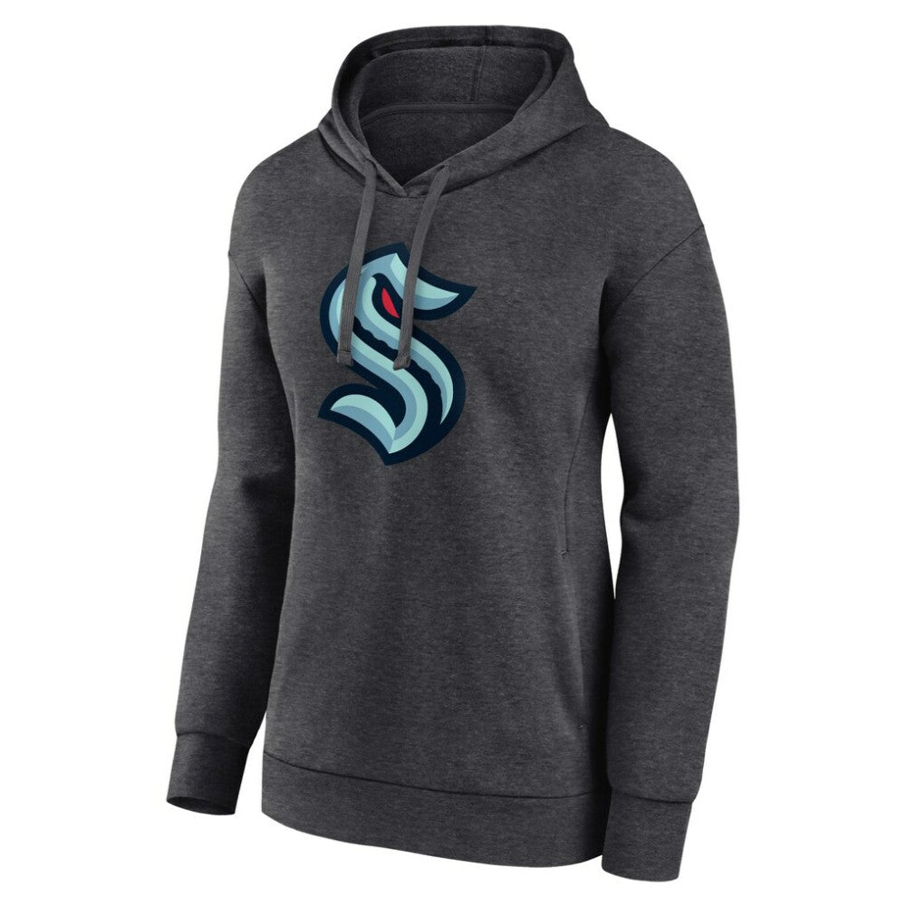 NHL Charcoal Seattle Kraken Women's Primary Logo Pullover Hoodie