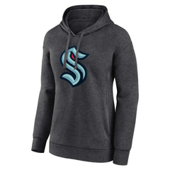 NHL Charcoal Seattle Kraken Women's Primary Logo Pullover Hoodie