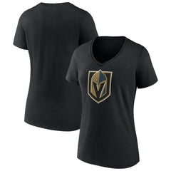 NHL Black Vegas Golden Knights Women's Team Primary Logo V-Neck T-Shirt