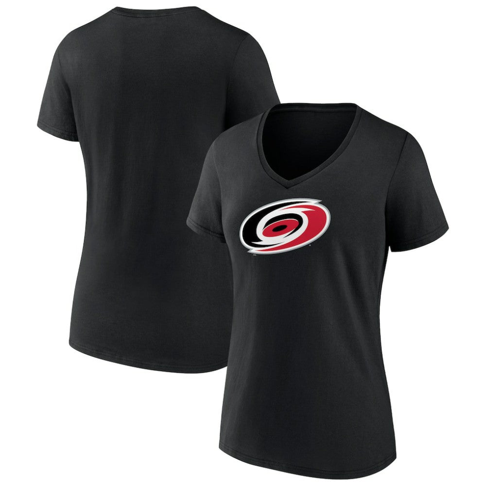 NHL Black Carolina Hurricanes Women's Team Primary Logo V-Neck T-Shirt