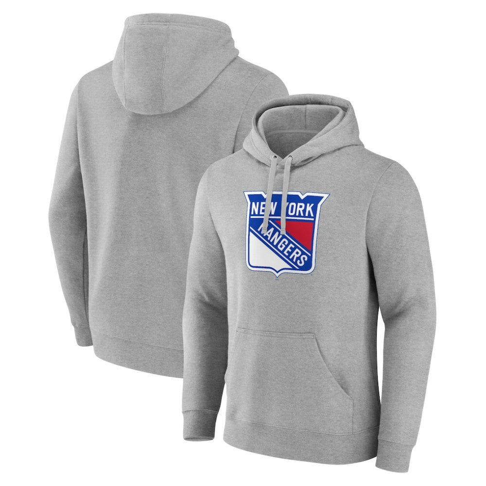 NHL Gray New York Rangers Primary Team Logo Pullover Hoodie