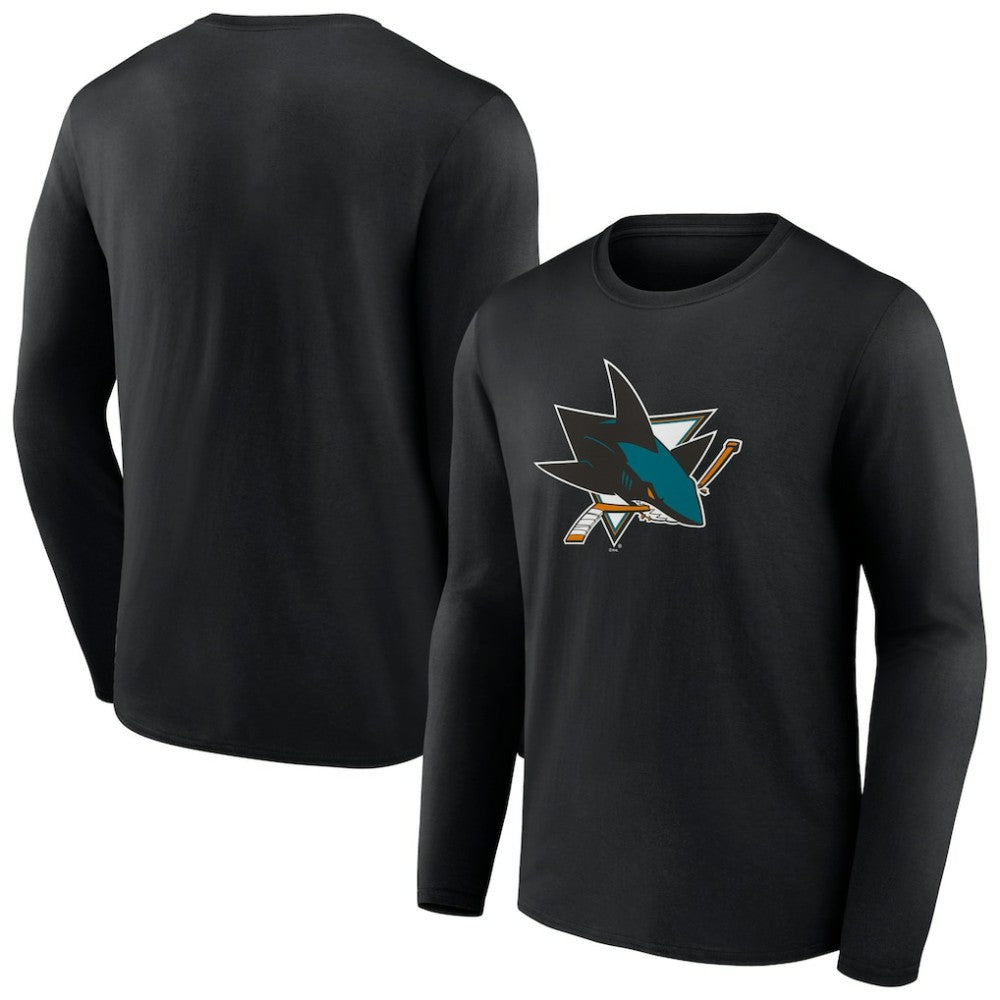 NHL Black San Jose Sharks Primary Logo Team Long Sleeve T-Shirt