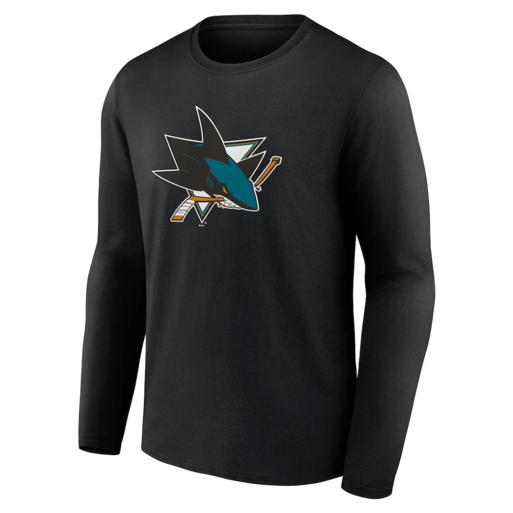 NHL Black San Jose Sharks Primary Logo Team Long Sleeve T-Shirt