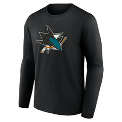 NHL Black San Jose Sharks Primary Logo Team Long Sleeve T-Shirt