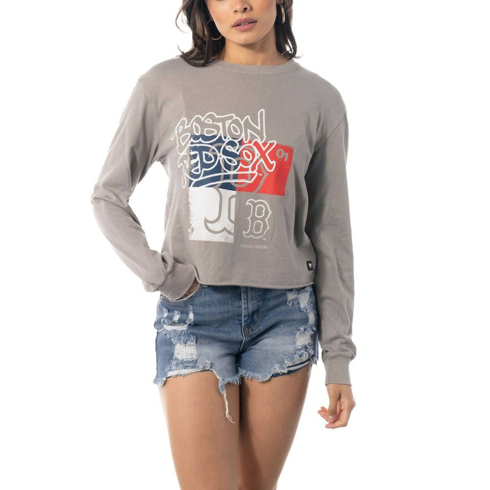 MLB Boston Red Sox The Wild Collective Women's Cropped Long Sleeve T-Shirt