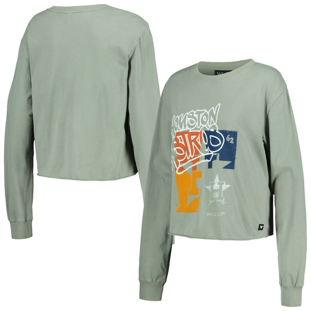 MLB Houston Astros The Wild Collective Women's Cropped Long Sleeve T-Shirt