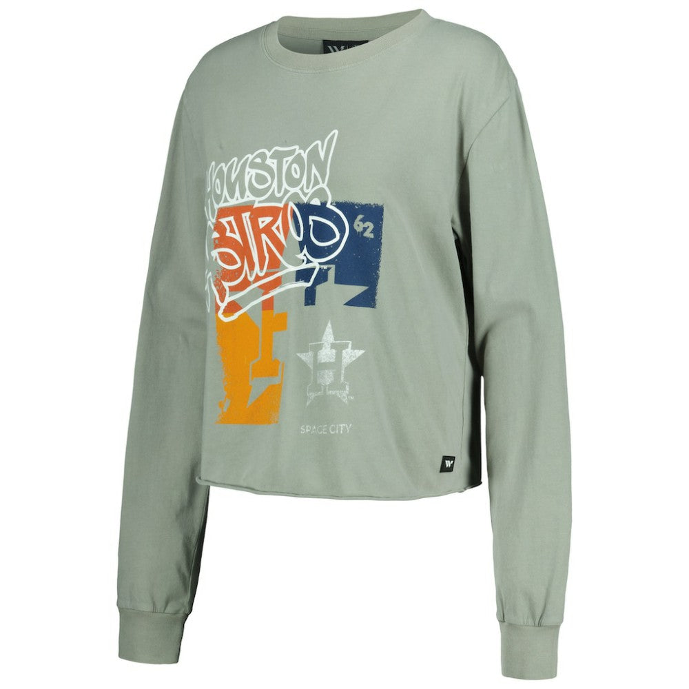 MLB Houston Astros The Wild Collective Women's Cropped Long Sleeve T-Shirt