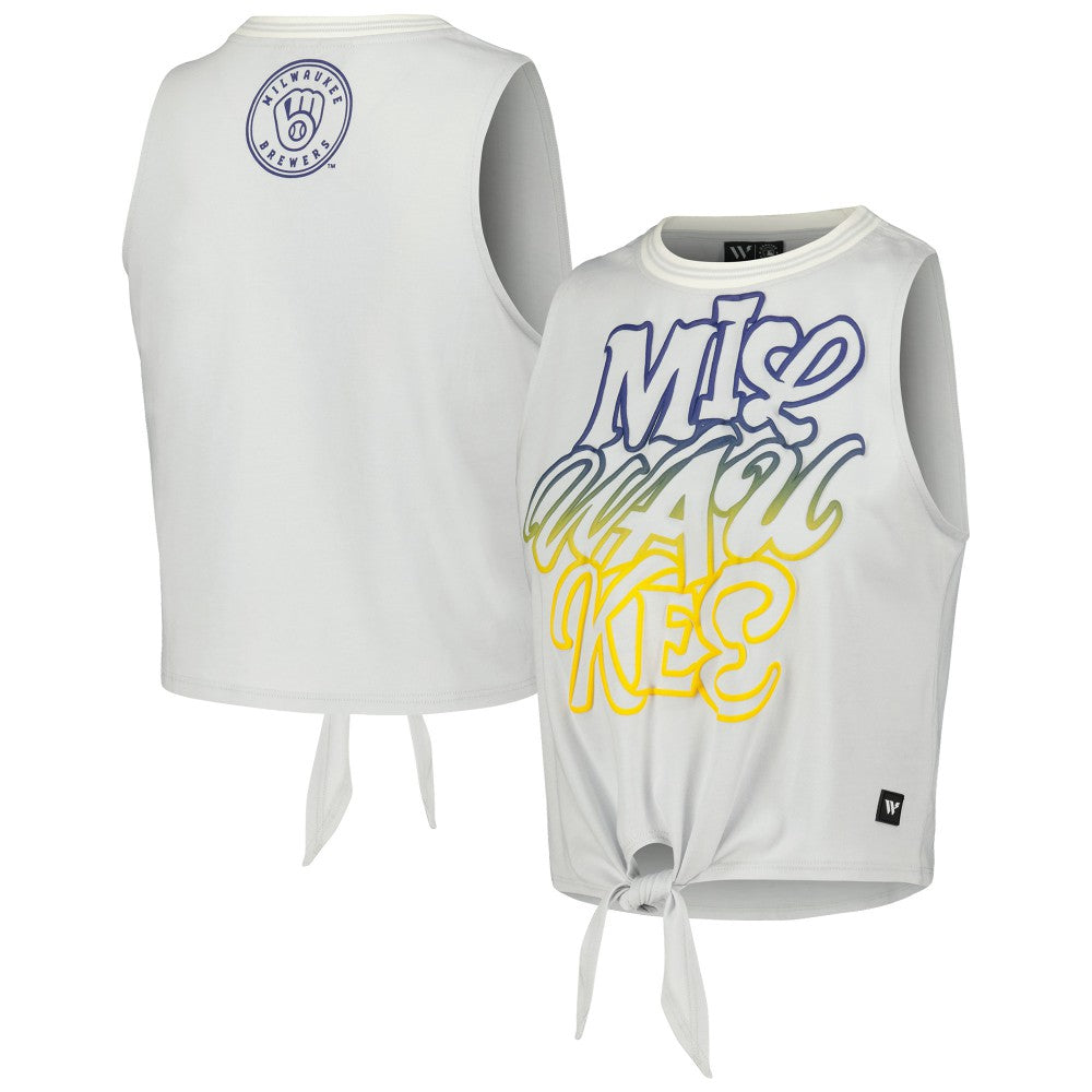 MLB Milwaukee Brewers The Wild Collective Women's Twisted Tie Front Tank Top