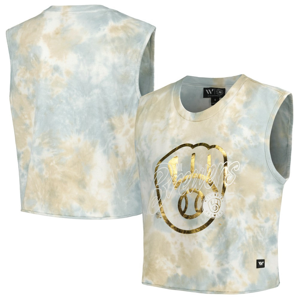 MLB Milwaukee Brewers The Wild Collective Women's Washed Muscle Tank Top
